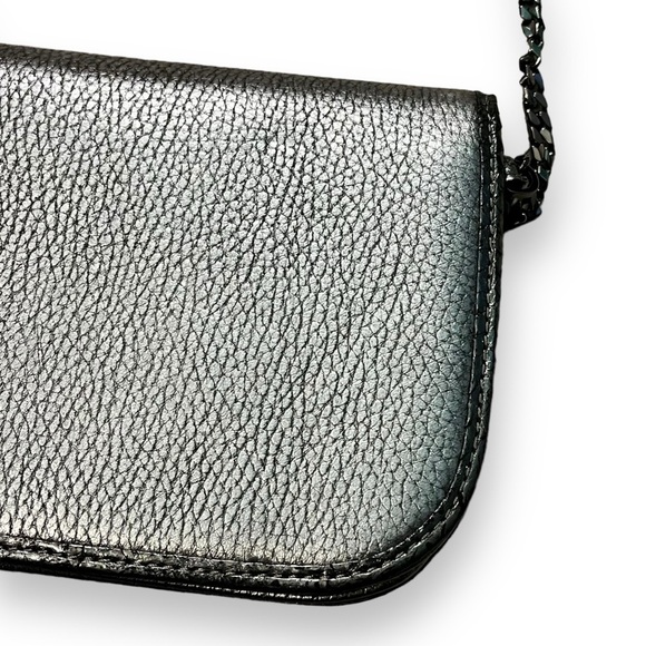 Jimmy Choo Metallic Elaphe Zadie Crossbody Purse Pebbled Leather Chain Strap - Picture 11 of 12